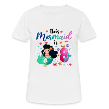This Mermaid is 8 Mädchen Gebutrstag Meerjungfrau - Frauen T-Shirt atmungsaktiv - Weiß - Vorne - AI Model Female 172 dark (172cm)
