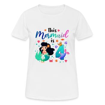This Mermaid is 4 Mädchen Gebutrstag Meerjungfrau - Frauen T-Shirt atmungsaktiv - Weiß - Vorne - AI Model Female 172 dark (172cm)