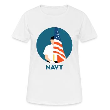 Navy - Women's Breathable T-Shirt - white - Front - AI Model Female 172 dark (172cm)