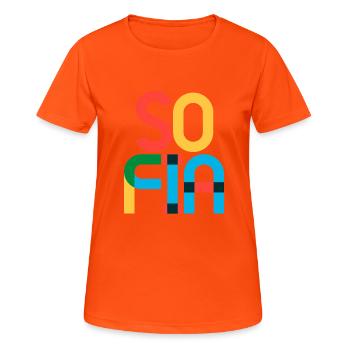 Sofia Bulgaria CMYK Pop Art Style - Women's Breathable T-Shirt - neon orange - Front - AI Model Female 172 dark (172cm)