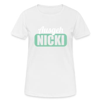 DDR Ostdeutschland Osten Ossi Ausgeh Nicki - Frauen T-Shirt atmungsaktiv - Weiß - Vorne - AI Model Female 172 dark (172cm)