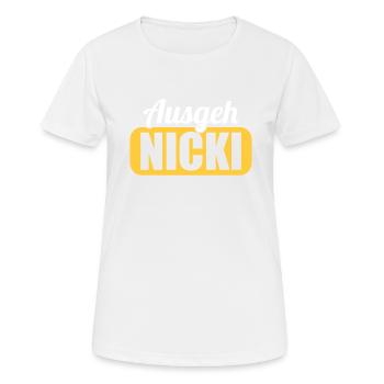 DDR Ostdeutschland Osten Ossi Ausgeh Nicki - Frauen T-Shirt atmungsaktiv - Weiß - Vorne - AI Model Female 172 dark (172cm)