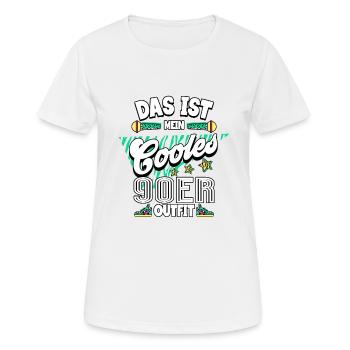 90er Jahre - Frauen T-Shirt atmungsaktiv - Weiß - Vorne - AI Model Female 172 dark (172cm)