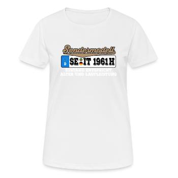 1961 Kennzeichen Geburtstag - Frauen T-Shirt atmungsaktiv - Weiß - Vorne - AI Model Female 172 dark (172cm)