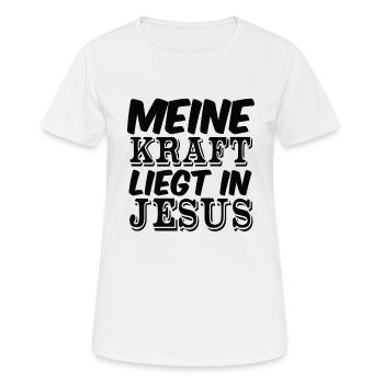 Meine Kraft Liegt In Jesus Christentum Glaub - Frauen T-Shirt atmungsaktiv - Weiß - Vorne - AI Model Female 172 dark (172cm)