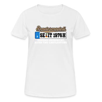 1976 Kennzeichen Geburtstag - Frauen T-Shirt atmungsaktiv - Weiß - Vorne - AI Model Female 172 dark (172cm)