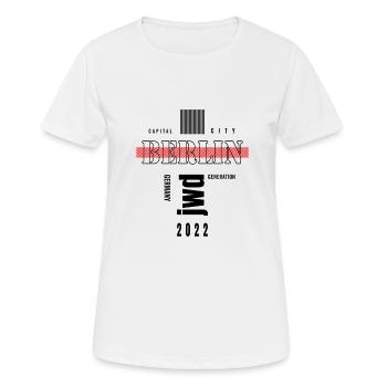 Berlin Hauptstadt Janz weit draußen - Frauen T-Shirt atmungsaktiv - Weiß - Vorne - AI Model Female 172 dark (172cm)
