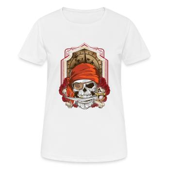 Jolly Roger Flag Skull and Crossbones Pirate - Women's Breathable T-Shirt - white - Front - AI Model Female 172 dark (172cm)