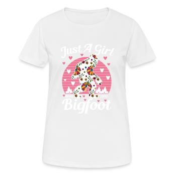 Nur Ein Mädchen, Das Bigfoot Sasquatch Liebt - Frauen T-Shirt atmungsaktiv - Weiß - Vorne - AI Model Female 172 dark (172cm)