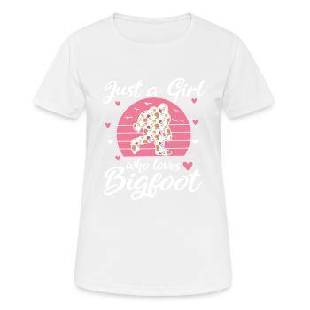 Nur Ein Mädchen, Das Bigfoot Sasquatch Liebt - Frauen T-Shirt atmungsaktiv - Weiß - Vorne - AI Model Female 172 dark (172cm)