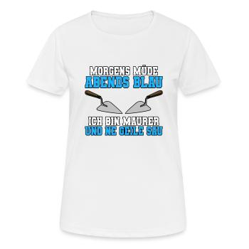 Maurer - Frauen T-Shirt atmungsaktiv - Weiß - Vorne - AI Model Female 172 dark (172cm)