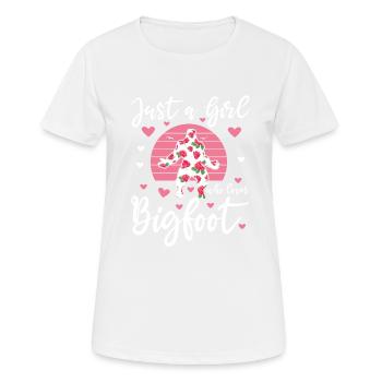 Nur Ein Mädchen, Das Bigfoot Sasquatch Liebt - Frauen T-Shirt atmungsaktiv - Weiß - Vorne - AI Model Female 172 dark (172cm)