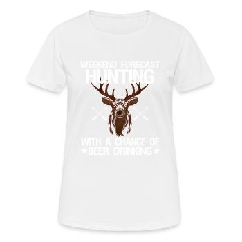 Wochenendprognose -Jagd Mit Der Chance, Bier Zu - Frauen T-Shirt atmungsaktiv - Weiß - Vorne - AI Model Female 172 dark (172cm)