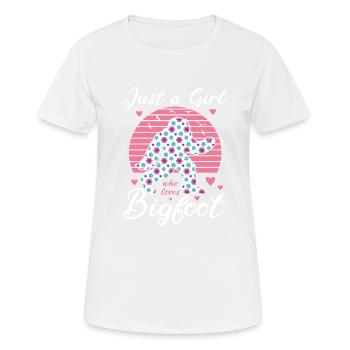 Nur Ein Mädchen, Das Bigfoot Sasquatch Liebt - Frauen T-Shirt atmungsaktiv - Weiß - Vorne - AI Model Female 172 dark (172cm)