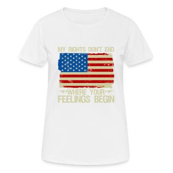 Mes droits ne s’arrêtent pas là où sont leurs sentiments - T-shirt respirant Femme - blanc - Devant - AI Model Female 172 dark (172cm)