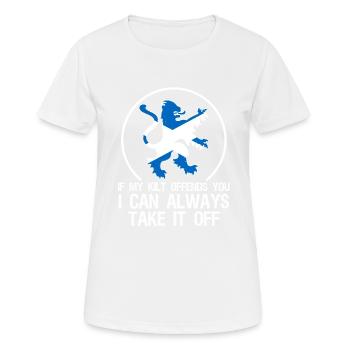 Si mon kilt vous offense, je peux toujours - T-shirt respirant Femme - blanc - Devant - AI Model Female 172 dark (172cm)