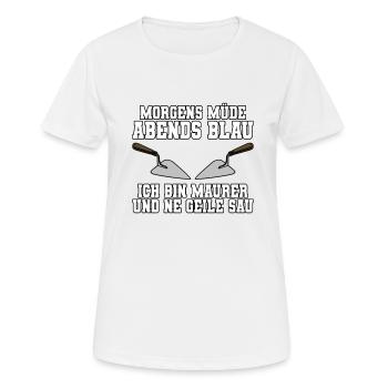Maurer - Frauen T-Shirt atmungsaktiv - Weiß - Vorne - AI Model Female 172 dark (172cm)