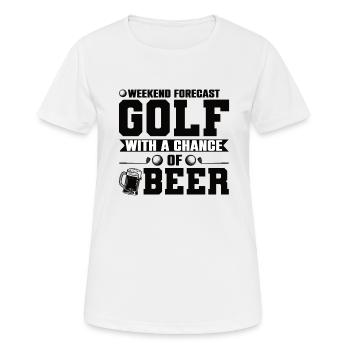 Golf Beer Tee off balle de golf boisson de golfeur - T-shirt respirant Femme - blanc - Devant - AI Model Female 172 dark (172cm)