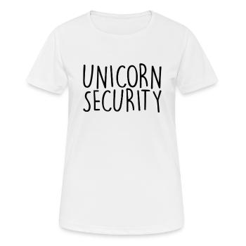 Einhorn Sicherheit - Frauen T-Shirt atmungsaktiv - Weiß - Vorne - AI Model Female 172 dark (172cm)