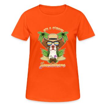 Il est 5 oclock quelque part en buvant de la Bretagne - T-shirt respirant Femme - orange néon - Devant - AI Model Female 172 dark (172cm)