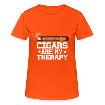 Zigarren Sind Meine Therapie Zigarrenraucher - Frauen T-Shirt atmungsaktiv - Neonorange - Vorne - AI Model Female 172 dark (172cm)
