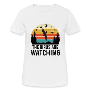 Observation des oiseaux Ornithologue Observation des oiseaux Observation des oiseaux - T-shirt respirant Femme - blanc - Devant - AI Model Female 172 dark (172cm)