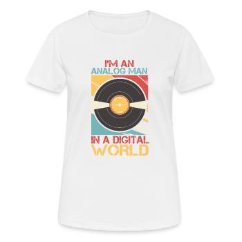 I am an analog man in a digital world - Women's Breathable T-Shirt - white - Front - AI Model Female 172 dark (172cm)