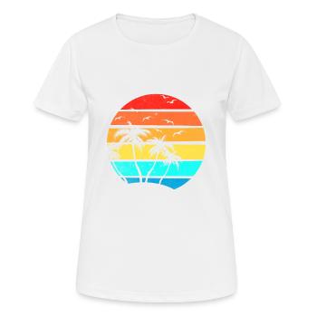 Palmier Cocotier Oiseaux Mer Océan été - T-shirt respirant Femme - blanc - Devant - AI Model Female 172 dark (172cm)