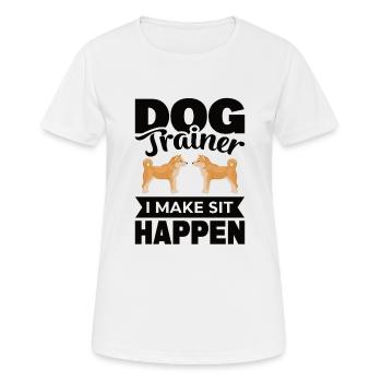 Hundetrainer auf Hundeplatz bei Hundeerziehung - Frauen T-Shirt atmungsaktiv - Weiß - Vorne - AI Model Female 172 dark (172cm)