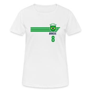 Brazil Brazilian Seleção Football Fan Jersey - Women's Breathable T-Shirt - white - Front - AI Model Female 172 dark (172cm)