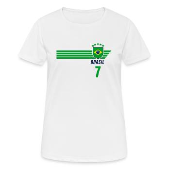 Brazil Brazilian Seleção Football Fan Jersey - Women's Breathable T-Shirt - white - Front - AI Model Female 172 dark (172cm)