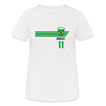 Brazil Brazilian Seleção Football Fan Jersey - Women's Breathable T-Shirt - white - Front - AI Model Female 172 dark (172cm)