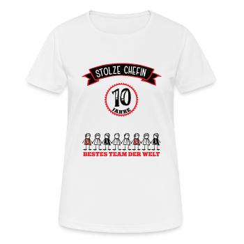 Chefin Jubiläum 10 Jahre Firmenchefin Vorgesetzte - Frauen T-Shirt atmungsaktiv - Weiß - Vorne - AI Model Female 172 dark (172cm)