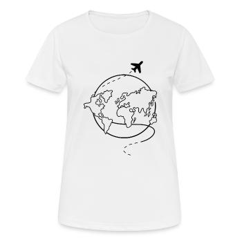Weltkugel Flugzeug Reise - Frauen T-Shirt atmungsaktiv - Weiß - Vorne - AI Model Female 172 dark (172cm)