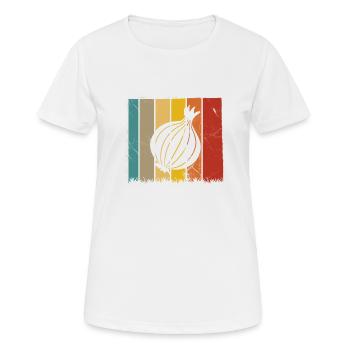 Onion Lover Retro Vegetables Vegan Gift idea - Frauen T-Shirt atmungsaktiv - Weiß - Vorne - AI Model Female 172 dark (172cm)