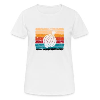 Onion Lover Retro Vegetables Vegan Gift idea - Frauen T-Shirt atmungsaktiv - Weiß - Vorne - AI Model Female 172 dark (172cm)