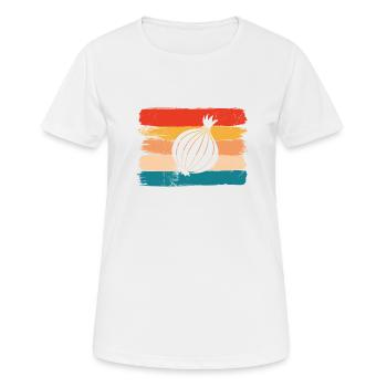 Onion Lover Retro Vegetables Vegan Gift idea - Frauen T-Shirt atmungsaktiv - Weiß - Vorne - AI Model Female 172 dark (172cm)