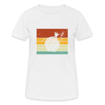 Onion Lover Retro Vegetables Vegan Gift idea - Frauen T-Shirt atmungsaktiv - Weiß - Vorne - AI Model Female 172 dark (172cm)