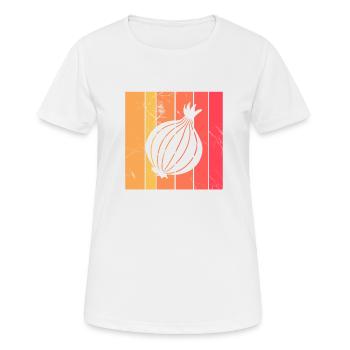 Onion Lover Retro Vegetables Vegan Gift idea - Frauen T-Shirt atmungsaktiv - Weiß - Vorne - AI Model Female 172 dark (172cm)