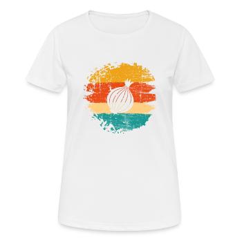 Onion Lover Retro Vegetables Vegan Gift idea - Frauen T-Shirt atmungsaktiv - Weiß - Vorne - AI Model Female 172 dark (172cm)