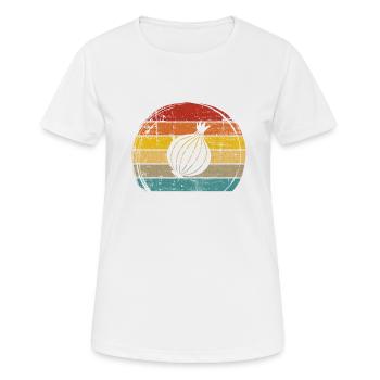 Onion Lover Retro Vegetables Vegan Gift idea - Frauen T-Shirt atmungsaktiv - Weiß - Vorne - AI Model Female 172 dark (172cm)