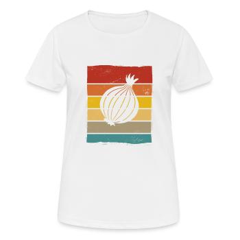 Onion Lover Retro Vegetables Vegan Gift idea - Frauen T-Shirt atmungsaktiv - Weiß - Vorne - AI Model Female 172 dark (172cm)