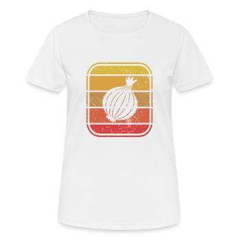Onion Lover Retro Vegetables Vegan Gift idea - Frauen T-Shirt atmungsaktiv - Weiß - Vorne - AI Model Female 172 dark (172cm)