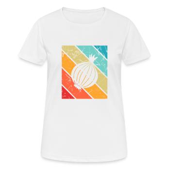 Onion Lover Retro Vegetables Vegan Gift idea - Frauen T-Shirt atmungsaktiv - Weiß - Vorne - AI Model Female 172 dark (172cm)