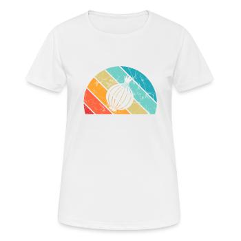 Onion Lover Retro Vegetables Vegan Gift idea - Frauen T-Shirt atmungsaktiv - Weiß - Vorne - AI Model Female 172 dark (172cm)