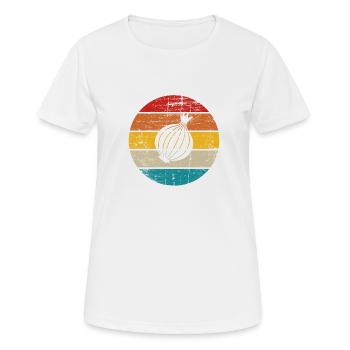 Onion Lover Retro Vegetables Vegan Gift idea - Frauen T-Shirt atmungsaktiv - Weiß - Vorne - AI Model Female 172 dark (172cm)