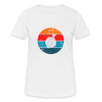 Onion Lover Retro Vegetables Vegan Gift idea - Frauen T-Shirt atmungsaktiv - Weiß - Vorne - AI Model Female 172 dark (172cm)