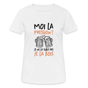 Moi La Pression Je Ne La Subis Pas Je La Bois - T-shirt respirant Femme - blanc - Devant - AI Model Female 172 dark (172cm)