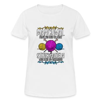 Häkeln - Frauen T-Shirt atmungsaktiv - Weiß - Vorne - AI Model Female 172 dark (172cm)