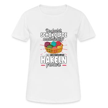 Häkeln - Frauen T-Shirt atmungsaktiv - Weiß - Vorne - AI Model Female 172 dark (172cm)